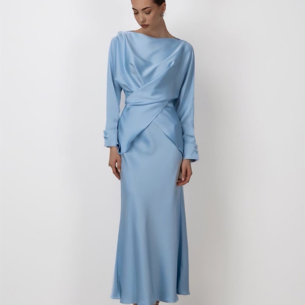 Nouvel ensemble 2 pièces pour femme, couleur unie, robe de soirée élégante, tenue deux pièces polyvalente, coupe ajustée, à lacets, tendance