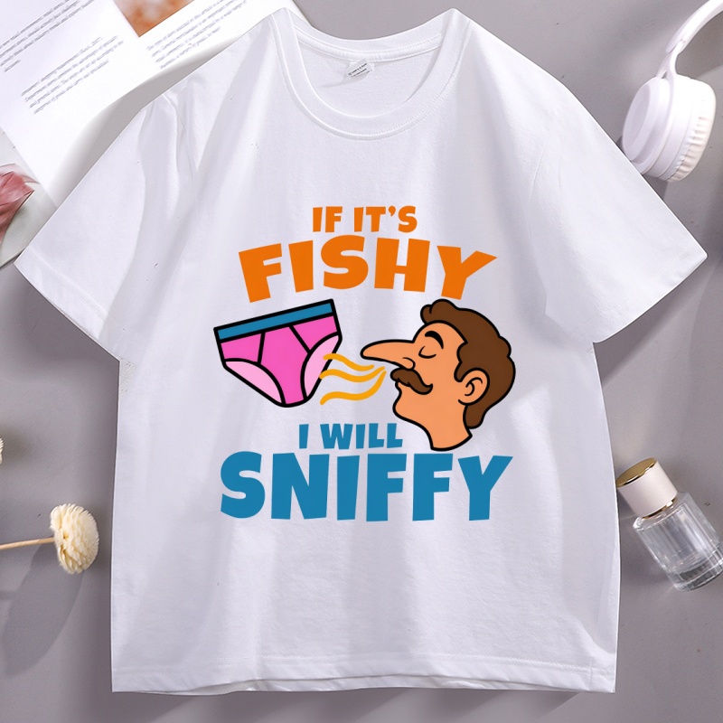 T-shirt décontracté pour homme avec motif humoristique et drôle, col rond, en coton imprimé, manches courtes