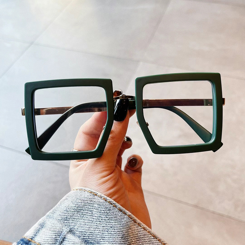 Montures de lunettes surdimensionnées pour femmes, tendance, blocage de la lumière bleue, grandes lunettes de lecture carrées pour hommes, lunettes transparentes à la mode + 1.75