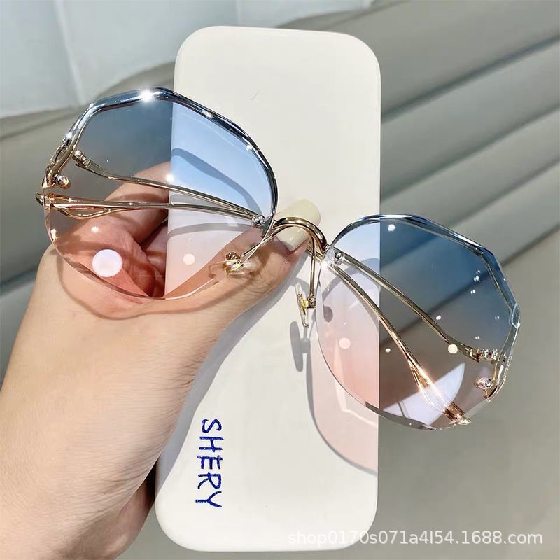 Lunettes de soleil vintage sans monture avec biscuits pour femmes et hommes, lunettes de soleil à lentilles dégradées, nuances pour femmes, design de marque de luxe, mode 2023