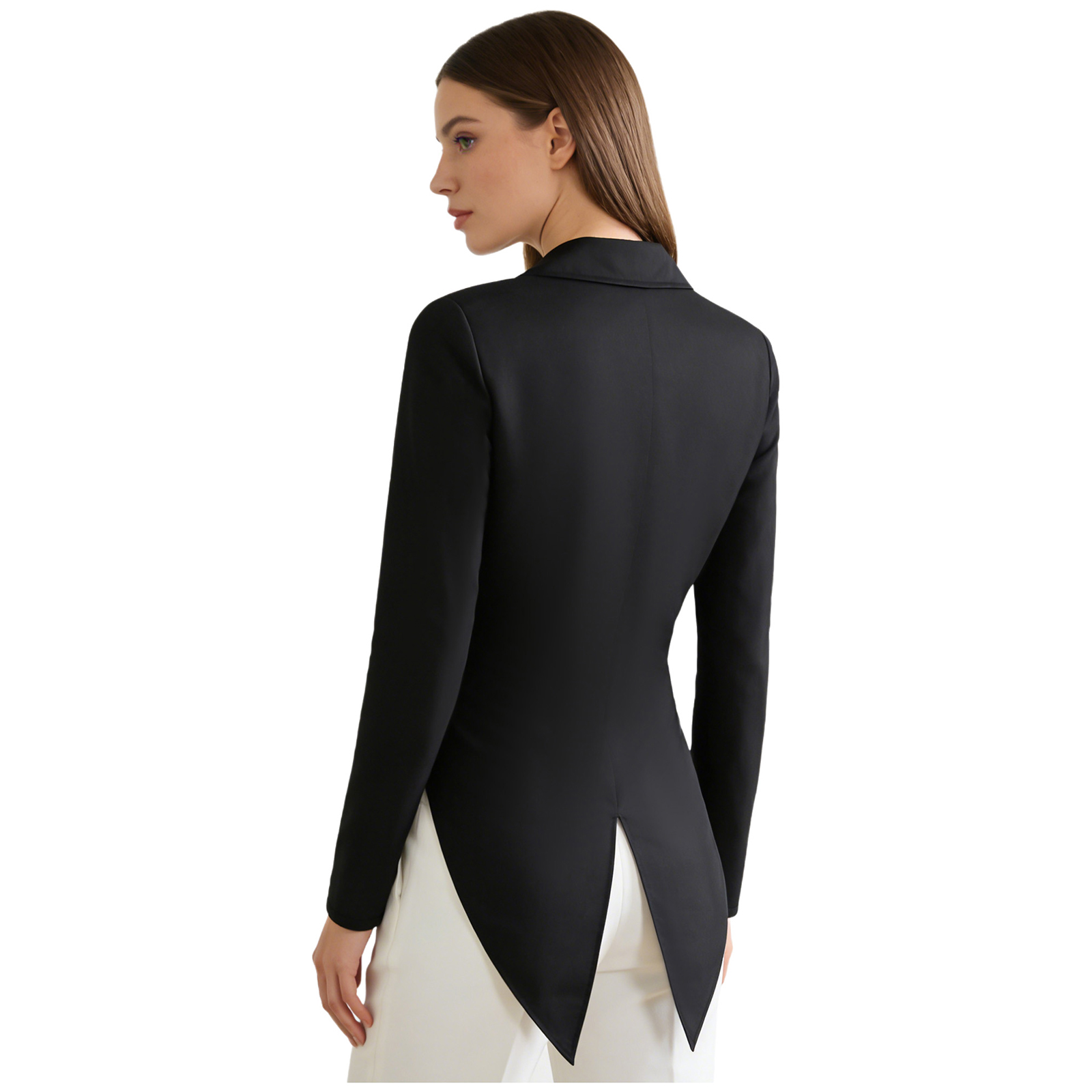 Blazer queue-de-pie vintage pour femme, veste à revers ouverte, manteau de smoking, vêtement d'extérieur, costume de serveuse de cocktail