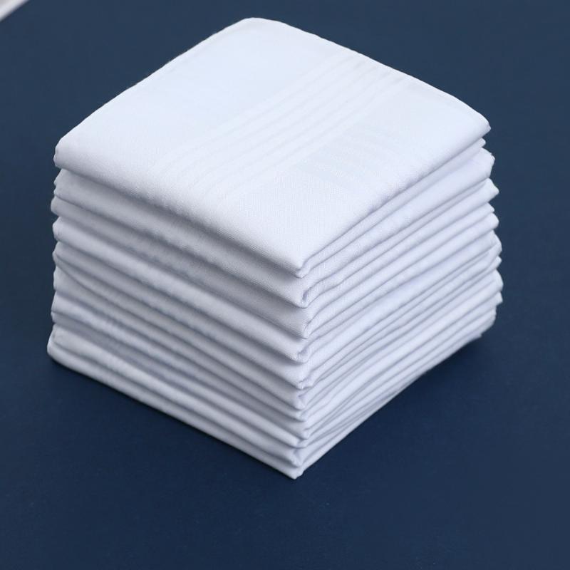 Mouchoirs blancs purs pour hommes et femmes, mouchoirs unis en pur coton, écharpe pour pantalons de poche à rabat, 6/12 pièces