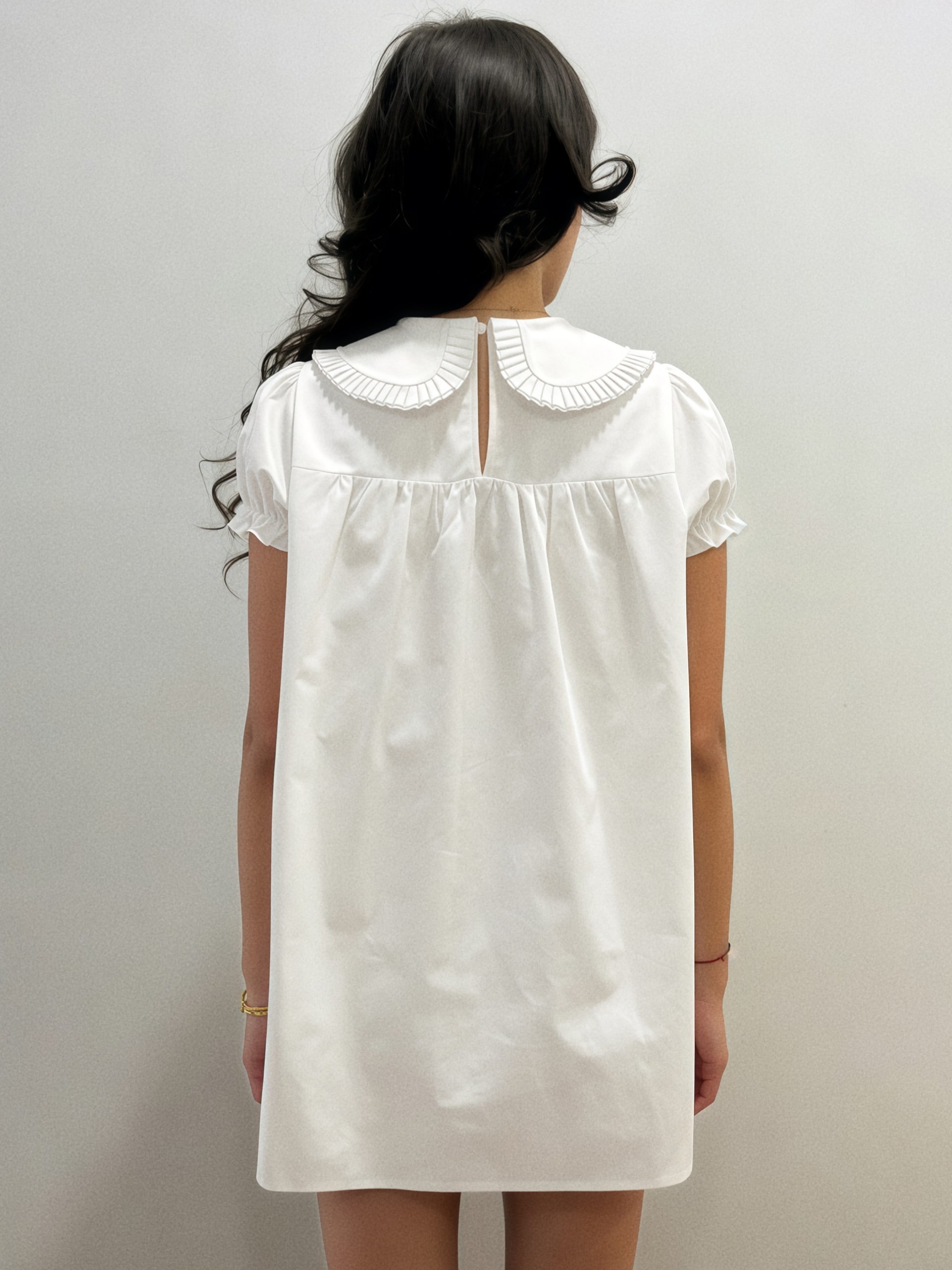 Robe Courte Femme Absobe Style Baby Doll, Manches Bouffantes, Blanche, Volants, Coupe Ample, Douce et Mignonne, Tenue Décontractée pour Rendez-vous, Vacances, Streetwear