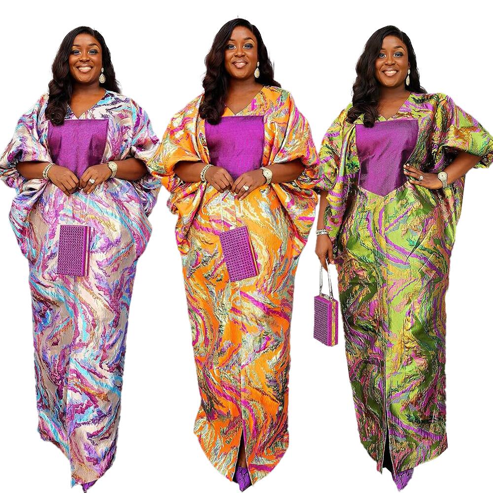 Robes africaines fraîches pour femme, robes turques en tissu jacquard de luxe pour femme, robes longues de luxe