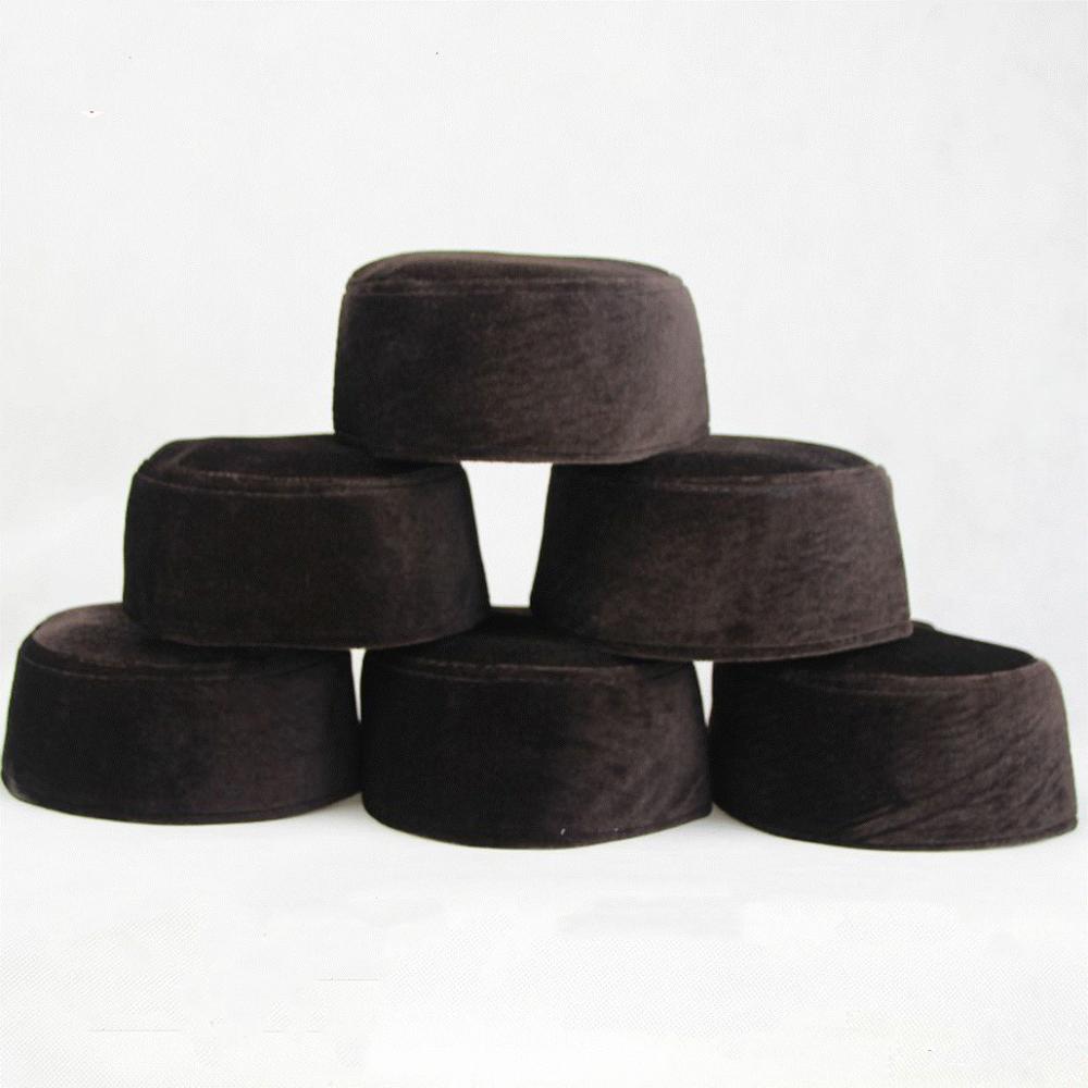 Hommes musulmans chapeau hiver chaud velours chapeaux de prière Islam hommes foulard Bonnet islamique Hijab casquettes arabe Musulman chapeaux casquette