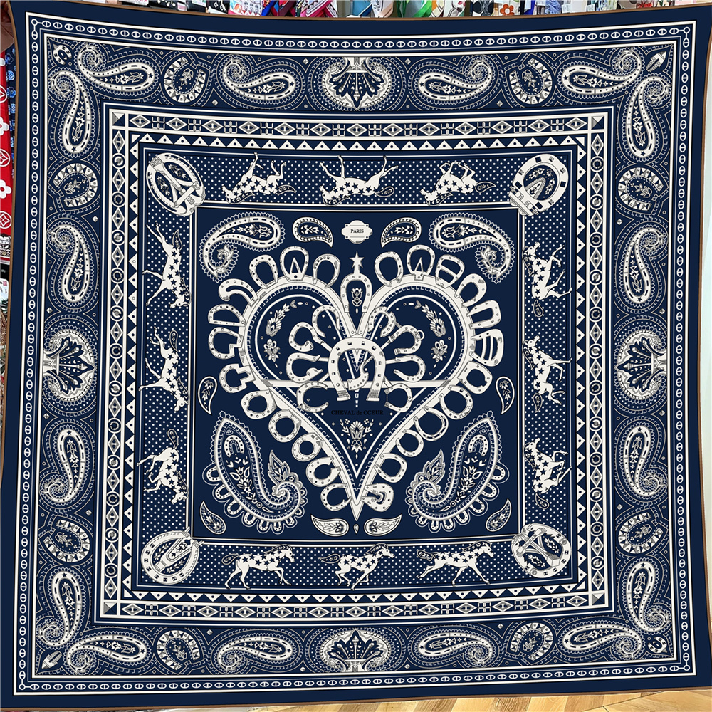 Écharpe d'hiver en soie et cachemire pour femme, châles imprimés cachemire, écharpes carrées chaudes en pashmina, hijabs de marque, grands bandanas pour femme 135CM