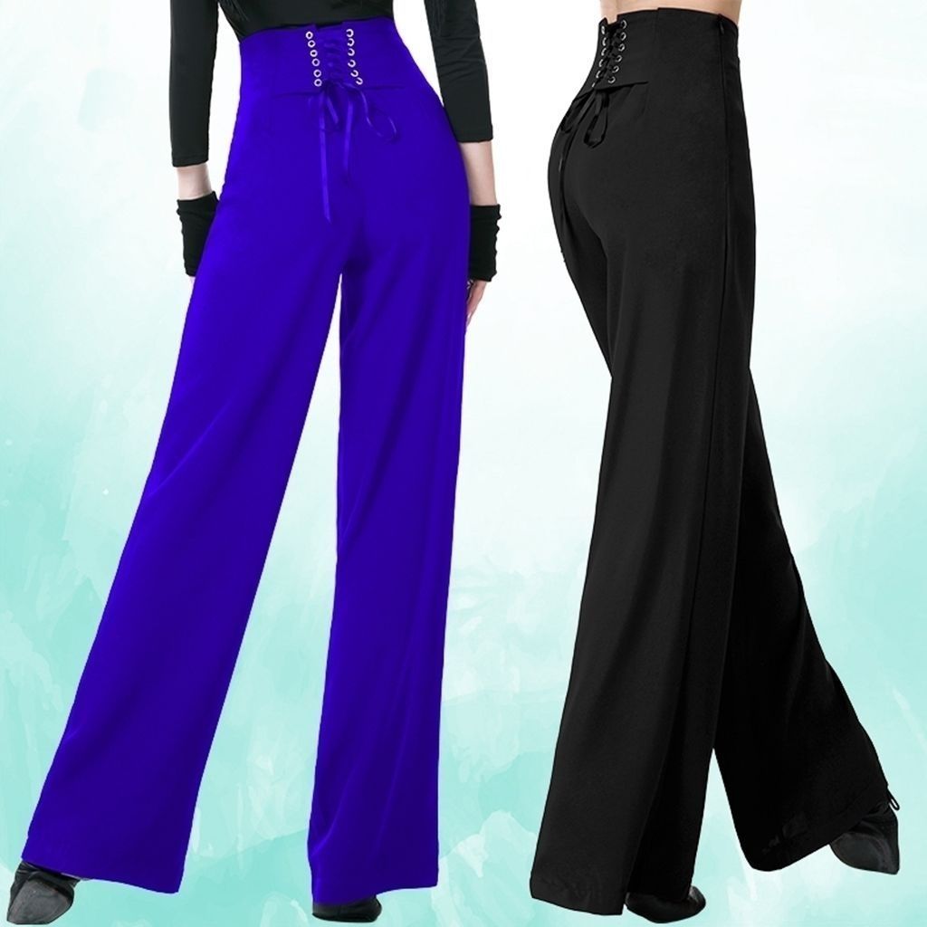 Pantalon femme pantalon de danse latine danse moderne danse salle de bal pantalon à jambes larges dames taille haute décontractée pantalon en mousseline de soie ample