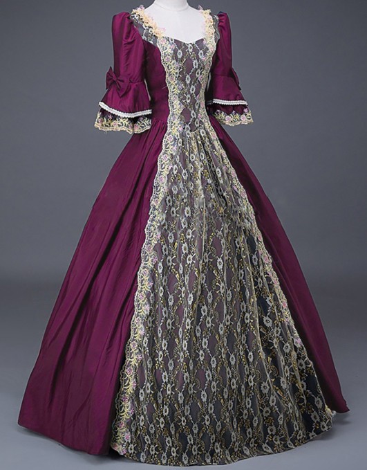 Robe médiévale taille haute demi-manches pour femmes, robe en patchwork de dentelle, robe de princesse, costume de reine Renaissance, partie du siècle