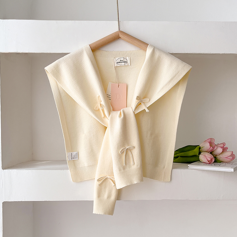 Châle tricoté coréen pour femmes, faux col de protection du cou, Cape fine nouée, écharpe d'épaule pour climatisation d'été