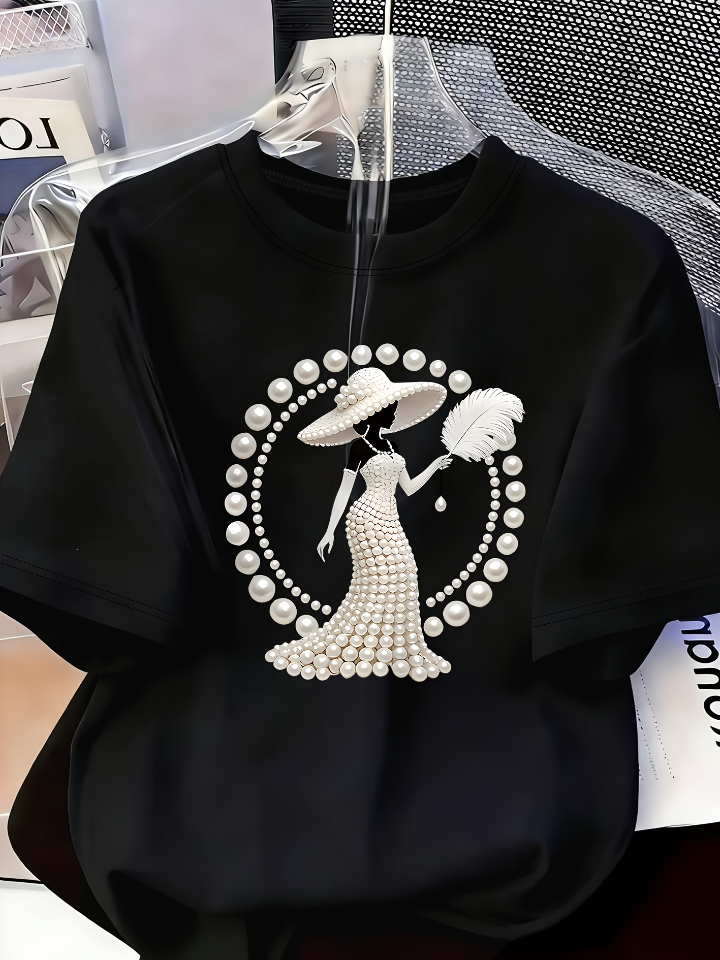 Tenue élégante et luxueuse pour femmes, t-shirt imprimé, style décontracté, magnifique, pour le quotidien, printemps/été, haut à manches courtes
