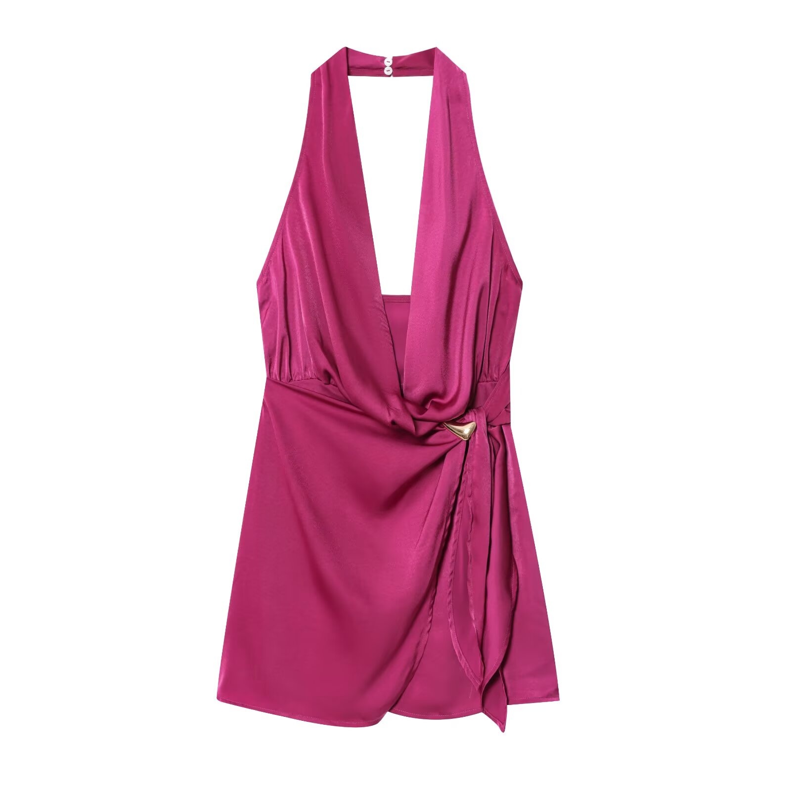 BSAY robe sexy pour les femmes mode été nouveau sans manches dos nu marron col suspendu Chic femme robes de soirée Mujer