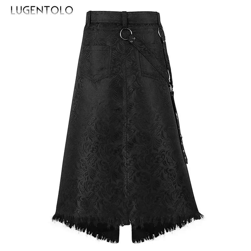 Dark Rock jupe hommes Punk vapeur gothique fête asymétrique Jacquard rétro décontracté hommes mode nouvelle solide fourrure barbe demi-tissu