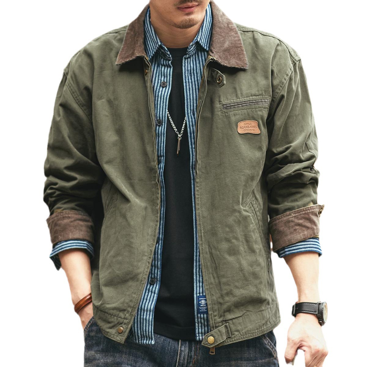 American RapRetro-Veste d'outillage à manches longues pour hommes, manteau d'automne pour hommes, chemise d'extérieur décontractée pour la chasse Tough Guy