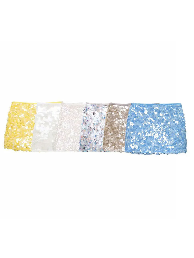 Jupe à paillettes pour femmes, Sexy, taille haute, polyvalente, Slim, Mini, fermeture éclair, Style plage, nouvelle jupe pour femmes, Y2K, été, 2025