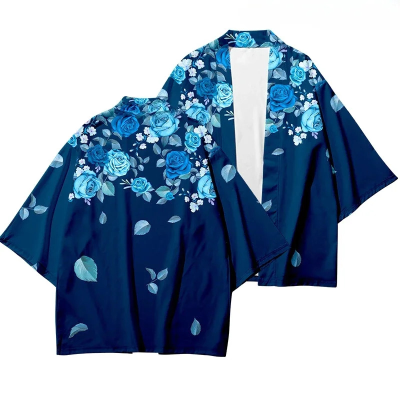 Kimono d'été pour femme à imprimé floral, chemise hawaïenne de plage tendance pour homme, cardigan à motif Sakura, peignoirs kimono, yukata, haori