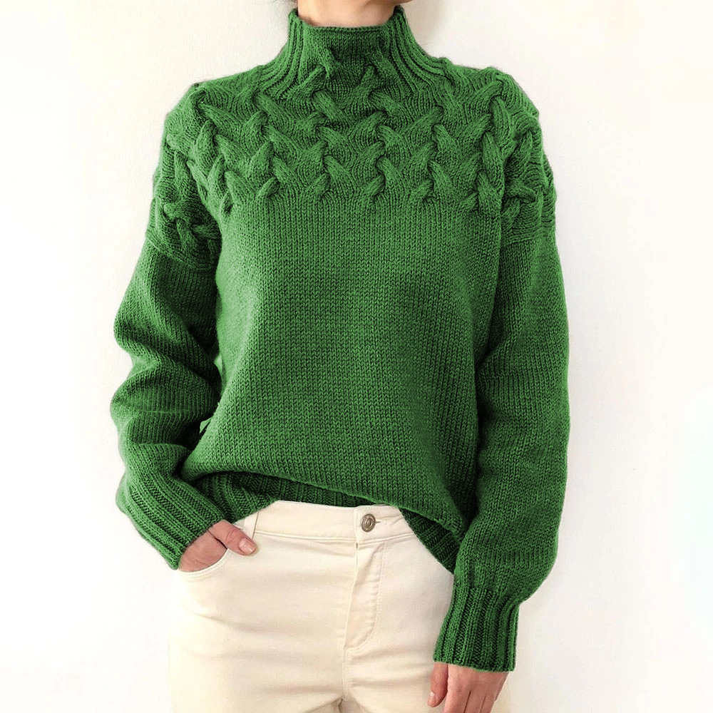 Pull décontracté à manches longues et col haut pour femmes, vêtements d'automne et d'hiver, tempérament à la mode, nouveaux détails