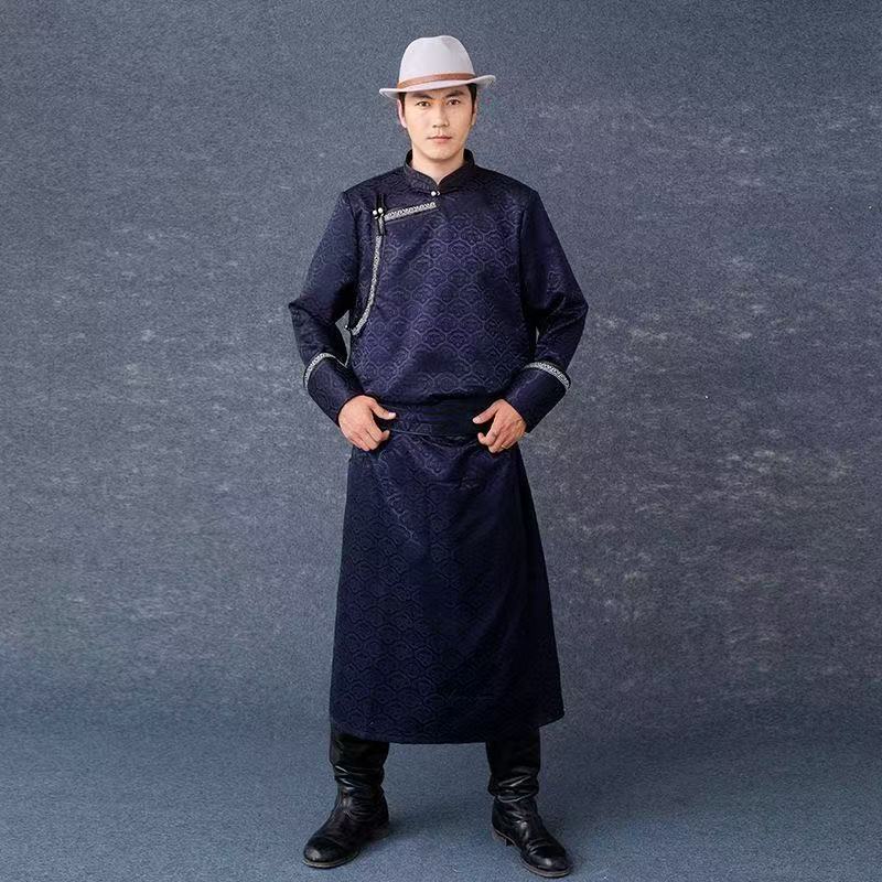 Vêtements ethniques mongols pour hommes, Costume d'équitation traditionnel de prairie de mongolie, Costume de Cosplay pour événement d'halloween, Robe longue pour spectacle sur scène