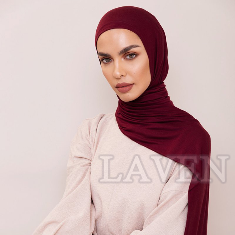 Laven – foulard instantané en Jersey de couleur unie pour femmes, Hijab musulman, en coton doux, extensible, avec Tube, bonnet sous-écharpe echarpe femme echarpe femme hiver luxe foulard femme echarpe chaude femme