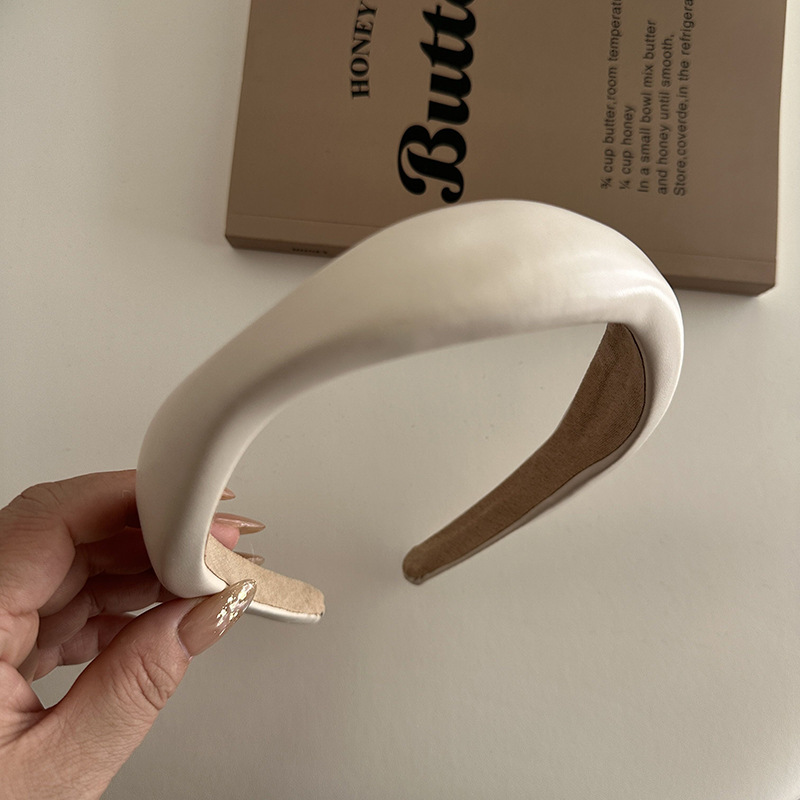 Bandeau de cheveux irrégulier en cuir PU pour filles, turban non ald vintage, bandeau de sauna pour le lavage du visage, cerceau de tête, document solide, accessoires de mode