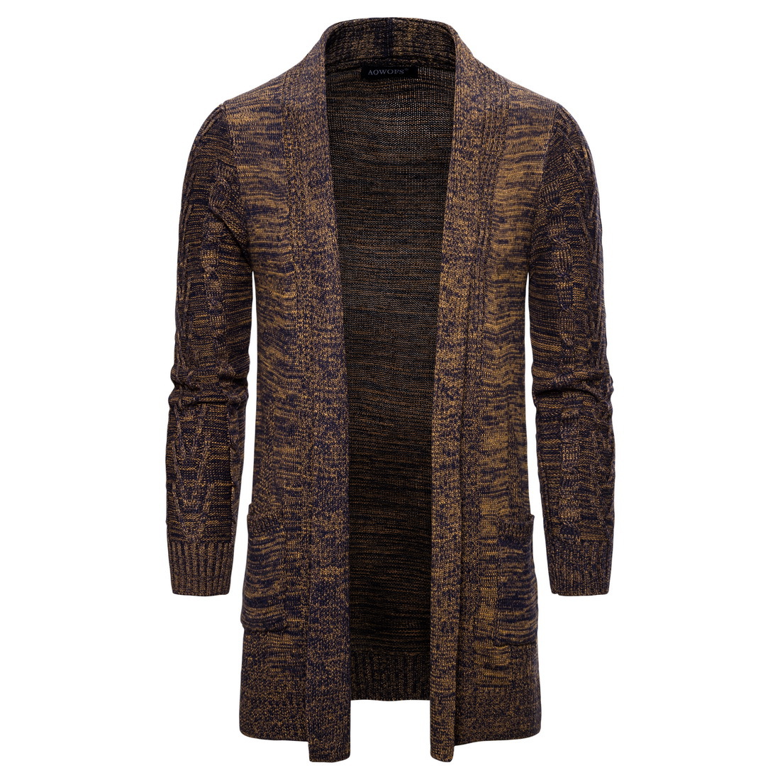 Cardigan long et confortable pour homme, manteau de couleur unie