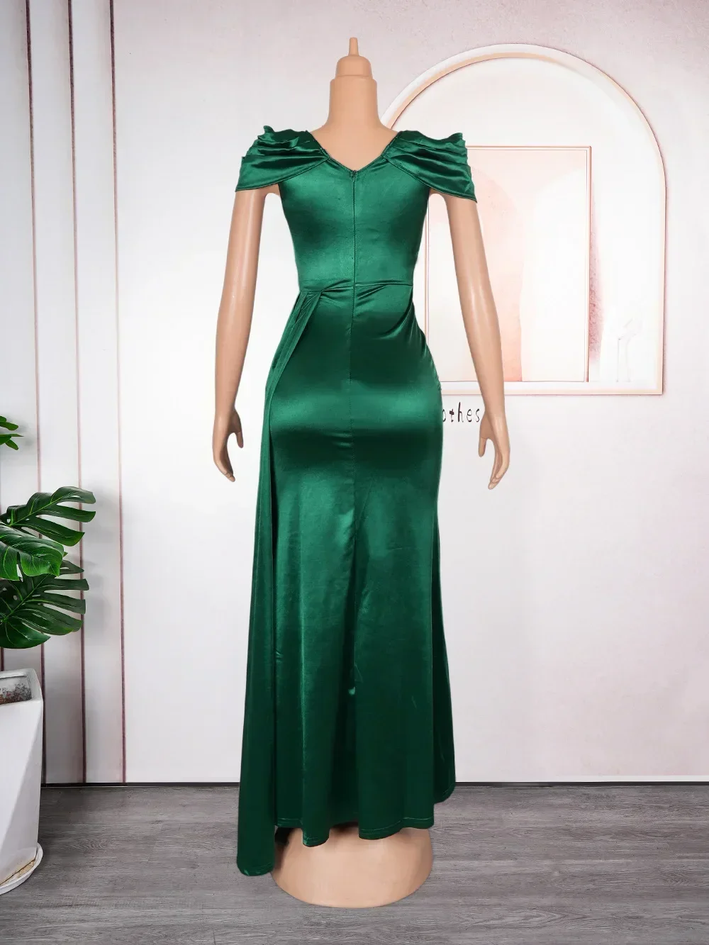 Robe Africaine Élégante pour Femme, Col en V, Paillettes, Manches Courtes, Soirée, Longue, Maxi, Tenues, Vêtements Africains, Automne