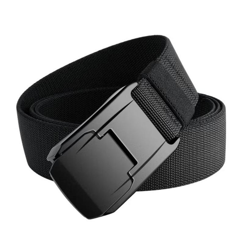 Ceinture tactique élastique noire de 38 mm de large / 1-1/2 po pour hommes, ceinture de créateur pour jeans, ceinture de mode ajustable avec boucle, ceinture unisexe