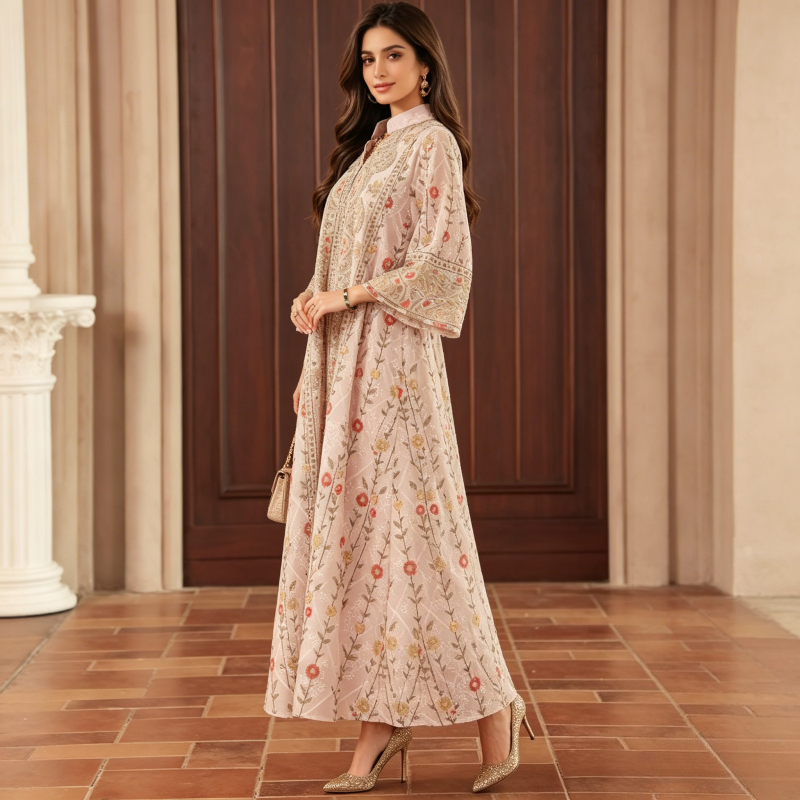 Robe de Soirée Musulmane pour Femme, Abaya, Broderie Jalabiya, Maroc, Caftan, Islam, Éducatif, Arabe, Longue