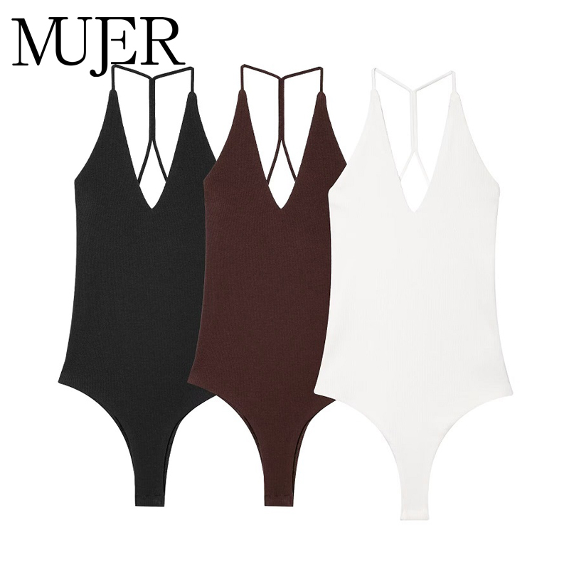 MUJER blanc noir body pour femmes Sexy dos nu body femmes licou Bustier combinaisons pour femmes été plage Corset femmes haut