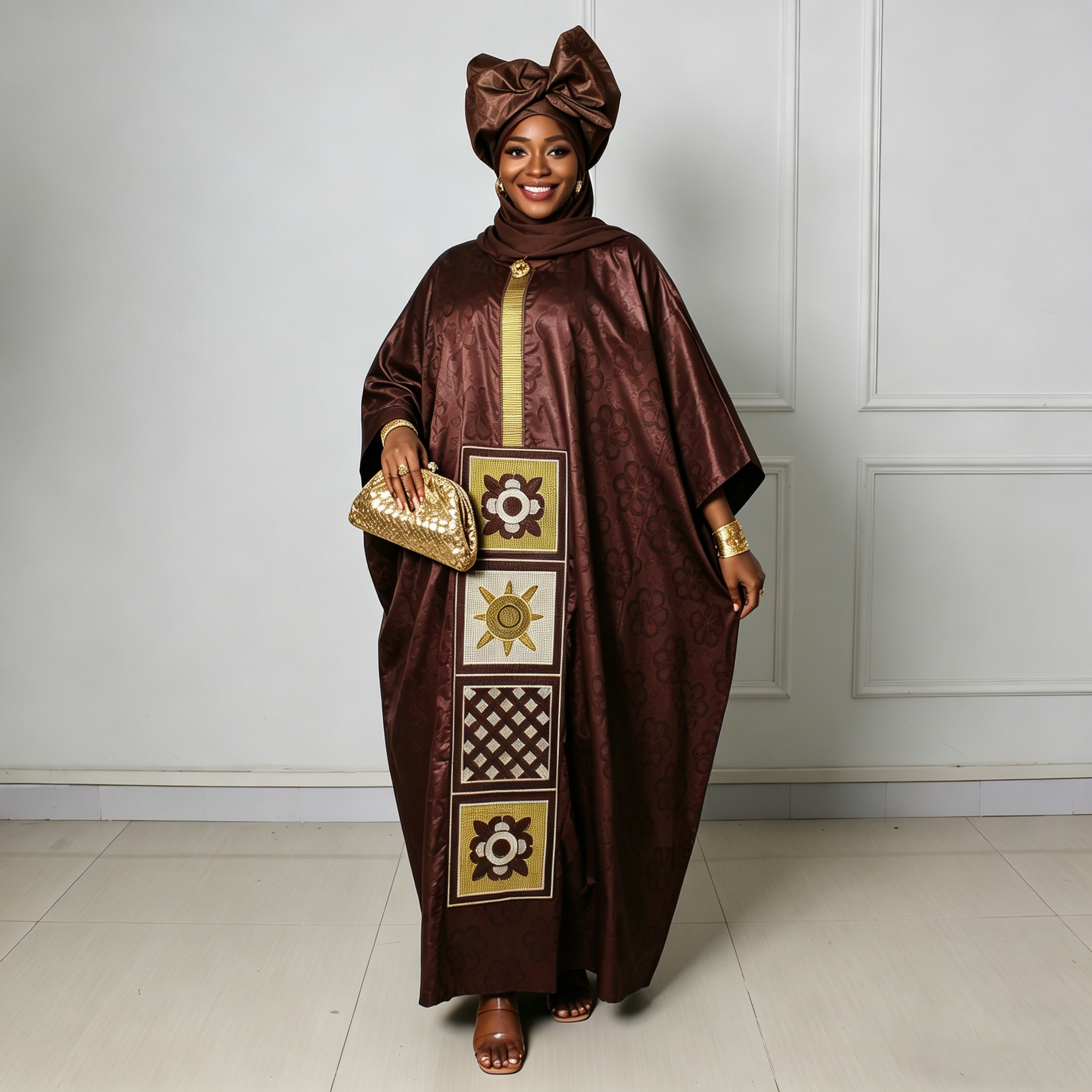 Tenue africaine pour femmes, abaya brodée, grande taille, robe élégante pour fêtes et églises