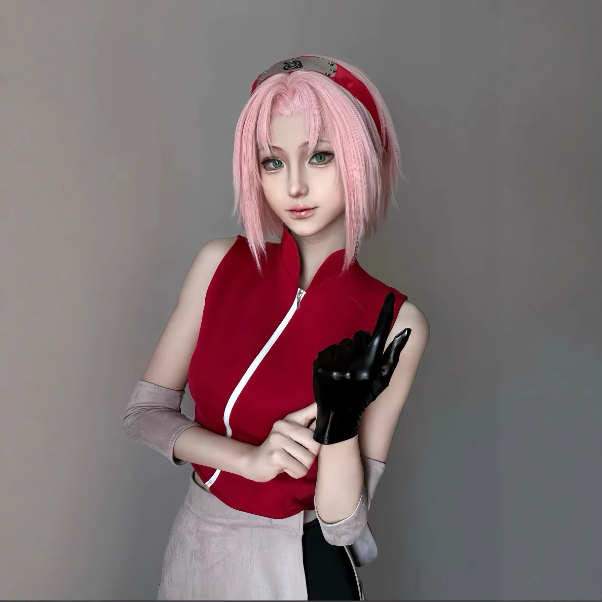 Costume de Cosplay Anime Haruno Sakura, ensemble haut et short, pochette pour gants, accessoires, uniforme, vêtements d'halloween