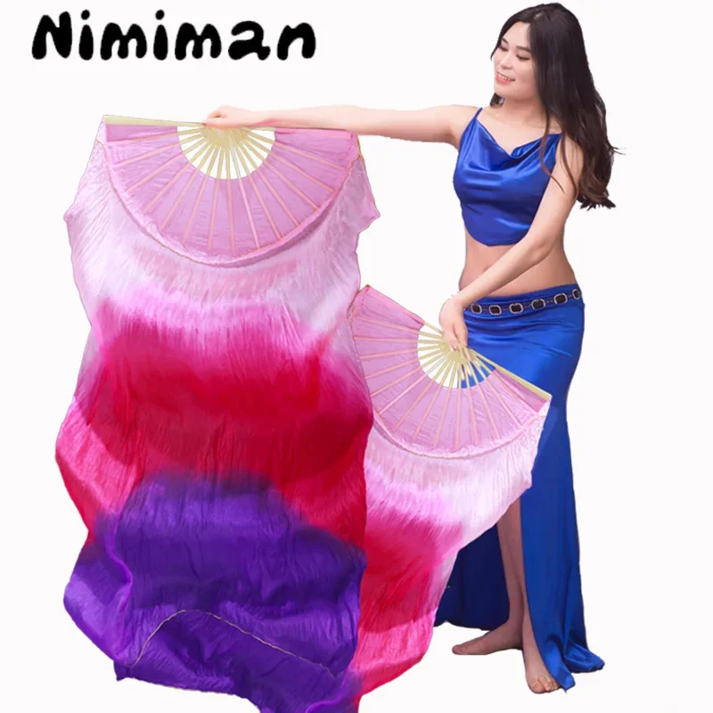 InjFan de danse du ventre fait à la main pour femmes, magasins et paire droite, danse injBamboo, long éventail, voile nickel é, style vertical, nouveau