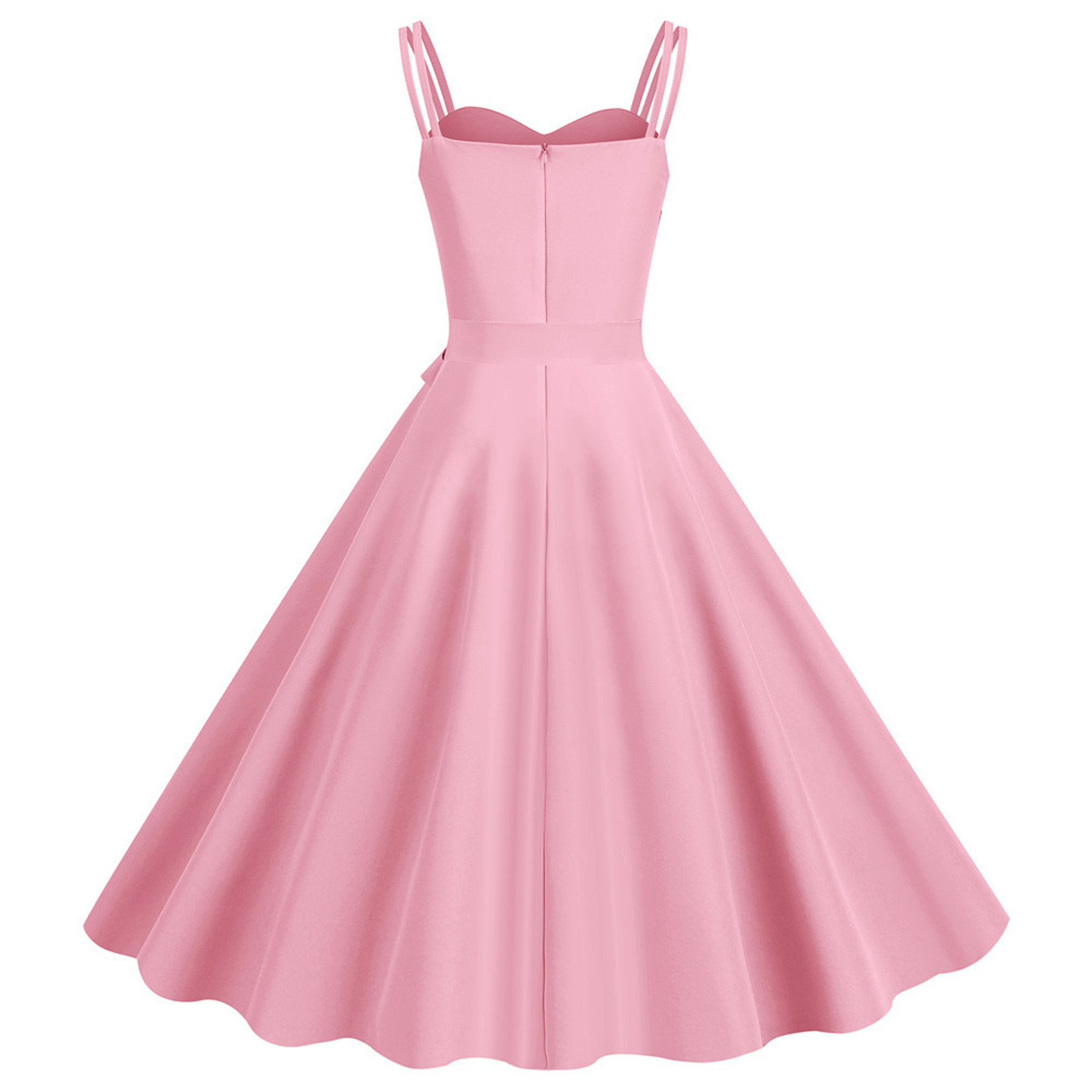 Robe Mi-Longue Élégante à Bretelles Spaghetti pour Femme, Tenue de Mariage Formelle, Grand Ourlet, Couleur Unie, avec Fermeture Éclair au Dos et Nministériels d Papillon