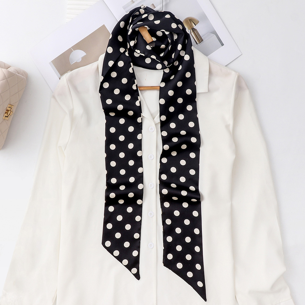 Mode à pois soie Satin écharpe femmes poignée sac ruban étroit mince cou foulards Bandana femme foulard accessoires
