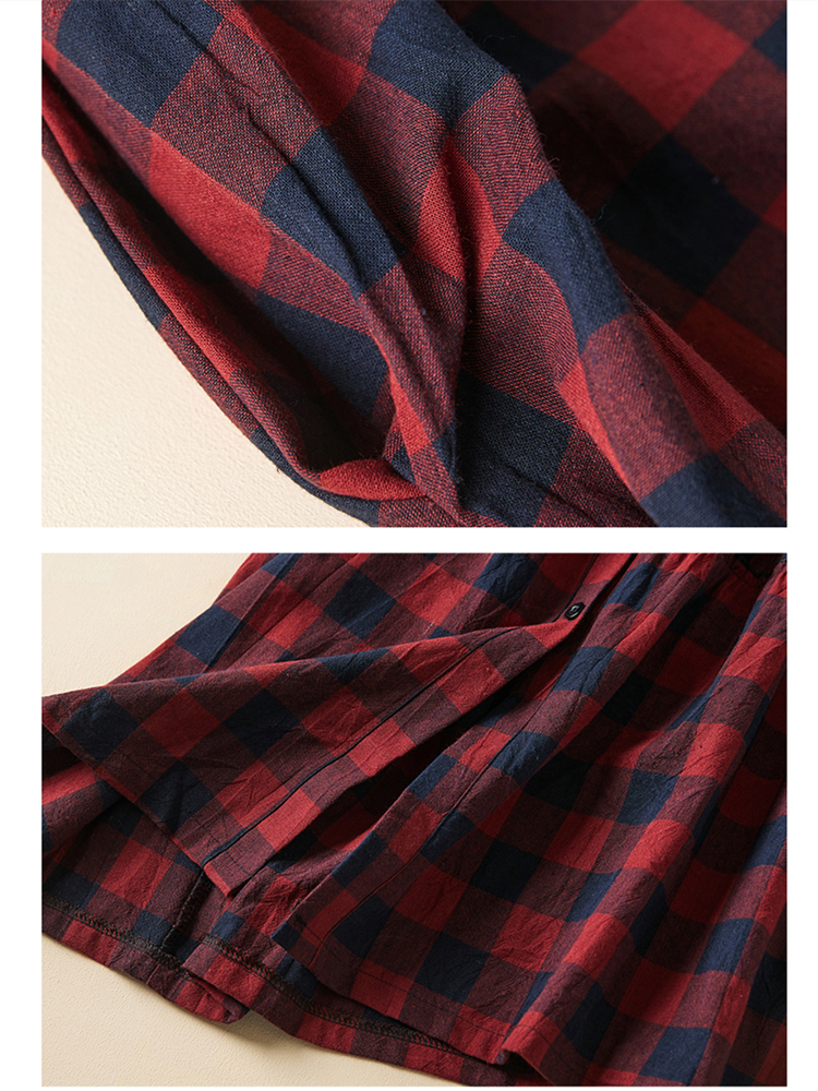Robes vintage à carreaux en coton pour femmes, robe longue élégante décontractée, style coréen, dame de bureau, travail, vêtements de mode, printemps, automne