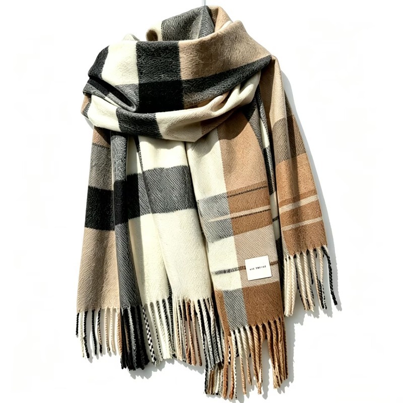 Écharpe d'hiver pour femmes, marque de luxe, motif classique en losanges, ensemble pour couple, écharpe douce, foulard exquis pour femmes, châle, 190*50cm