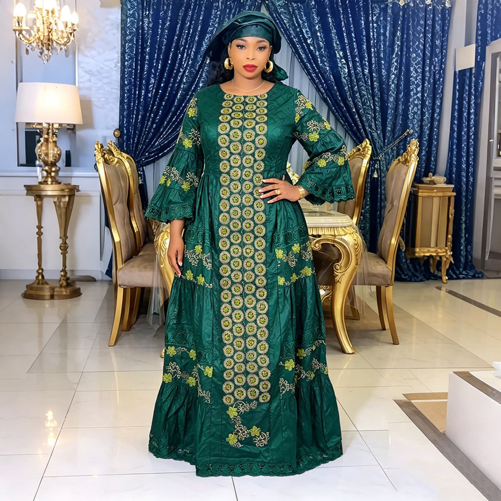 Robes longues de soirée africaines pour femmes 2026, grande taille, robe de luxe en bazin riche brodée, élégante robe de soirée de mariage musulmane