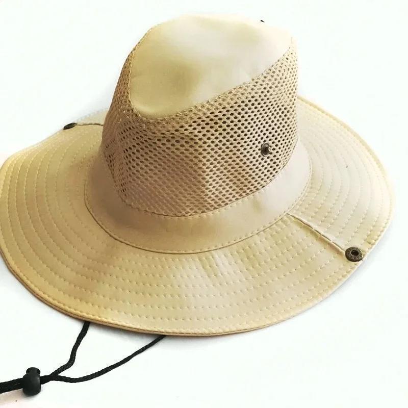 Chapeau de soleil d'extérieur pour hommes, casquette de chevalier, large paille, plage, été, automne, tourisme, randonnée, chapeau de pêcheur, accessoires monochromes mats