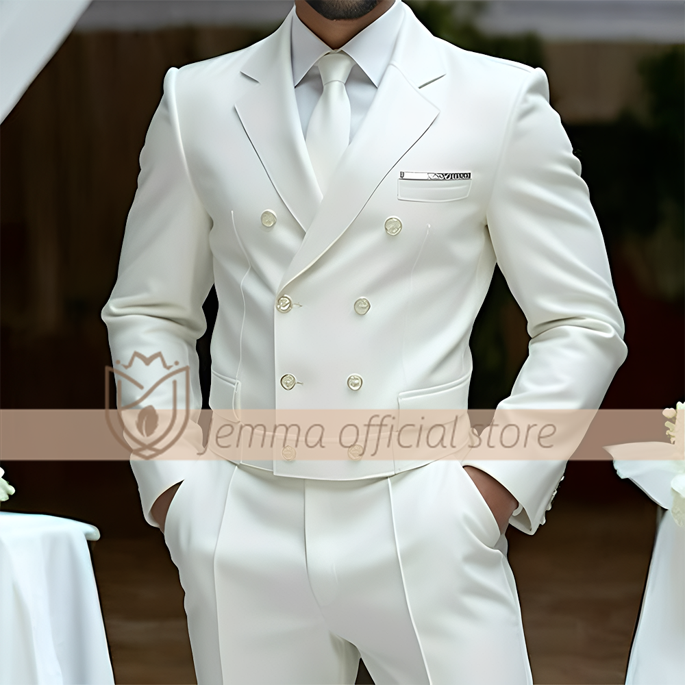 Ensemble de costume 2 pièces pour hommes, style gilet croisé, costume et pantalon, choix de mariages et de célébrations