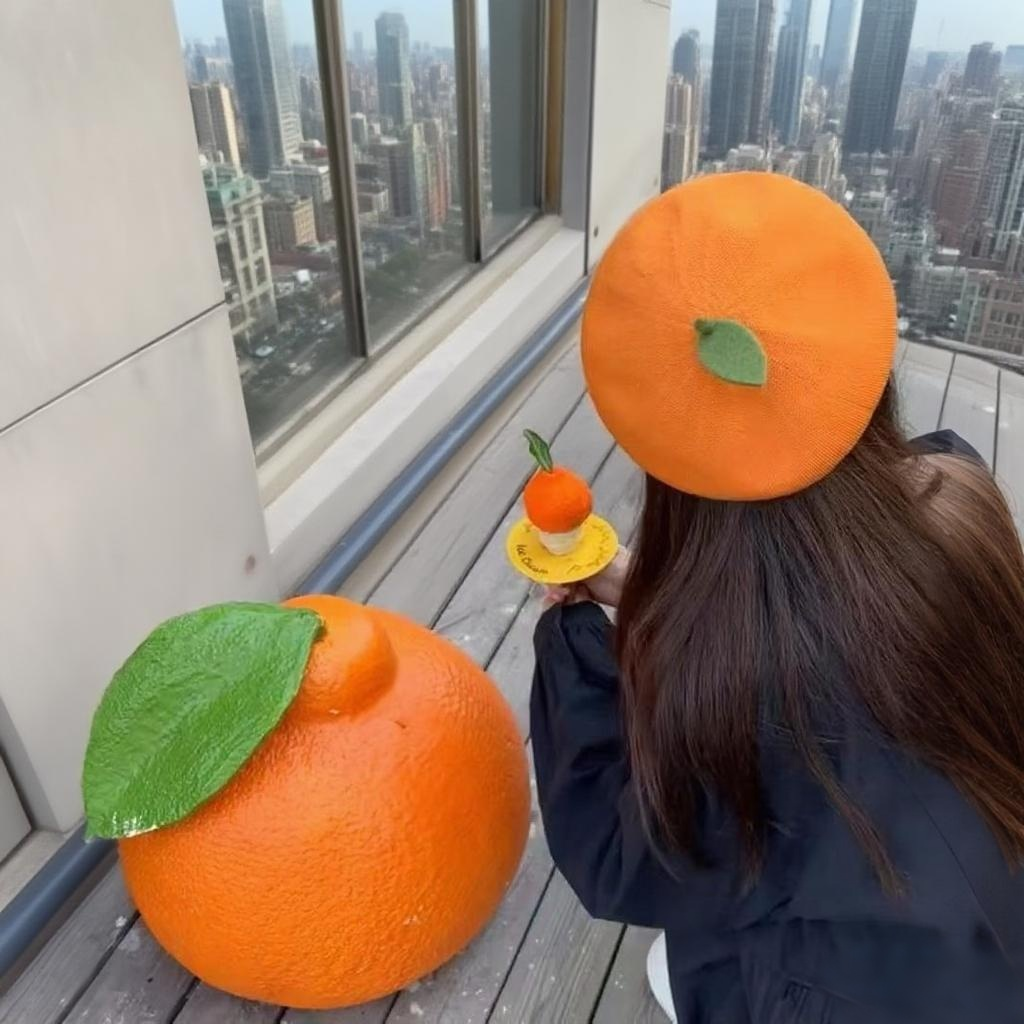 Mignon automne béret casquette pour femmes drôle petite feuille Orange femme peintre chapeau été respirant solide DesignerBonnets casquette cadeau