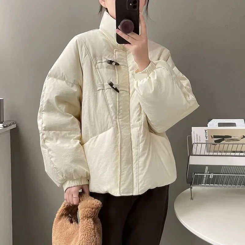 Veste courte rembourrée en coton à col montant pour femme, parkas chaudes épaisses, manteau vintage, nouvelle version coréenne, hiver