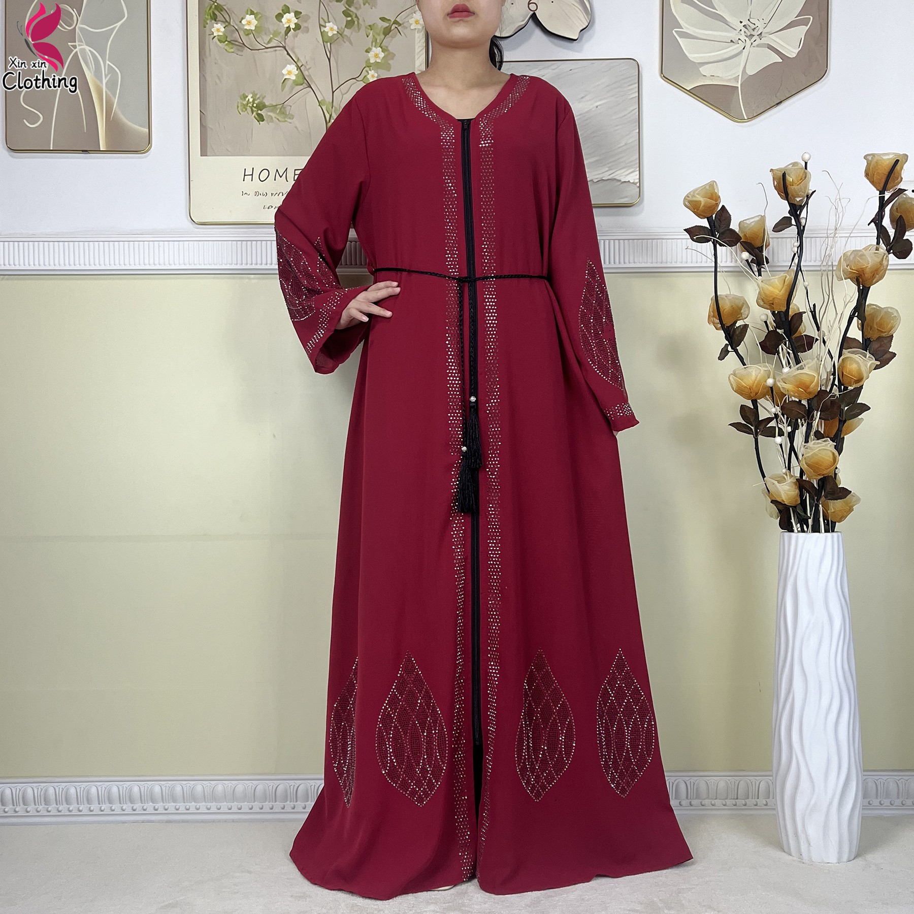 Nouvelle robe de soirée élégante musulmane de Dubaï 2025, abaya à fermeture éclair, vêtements islamiques pour femmes, manches longues, tissu en mousseline ample, robe africaine
