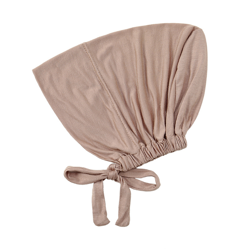 Sous-Hijab Musulman Ajustable à Nouer, Bonnet Intérieur Doux et Extensible de Couleur Unie, Casquette Respirante en Modal pour Femme, Usage Quotidien
