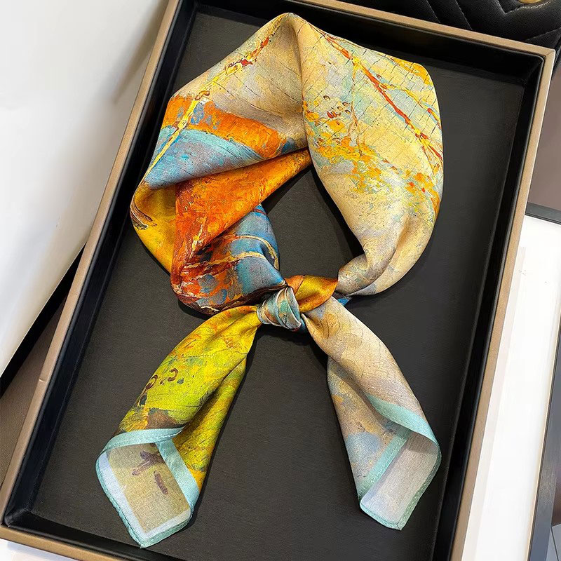 Foulard carré en soie 100% naturelle pour femme, bandana, foulard de tête, châles, foulard carré pour le cou, étoles, cachecol, schals, bufanda