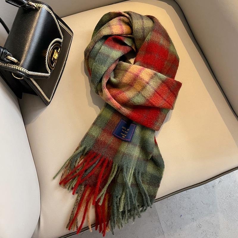 2025 femmes 100% laine écharpe de luxe Plaid cachemire mouchoir chaud hiver femme châle paréo doux Bufanda britannique coréen