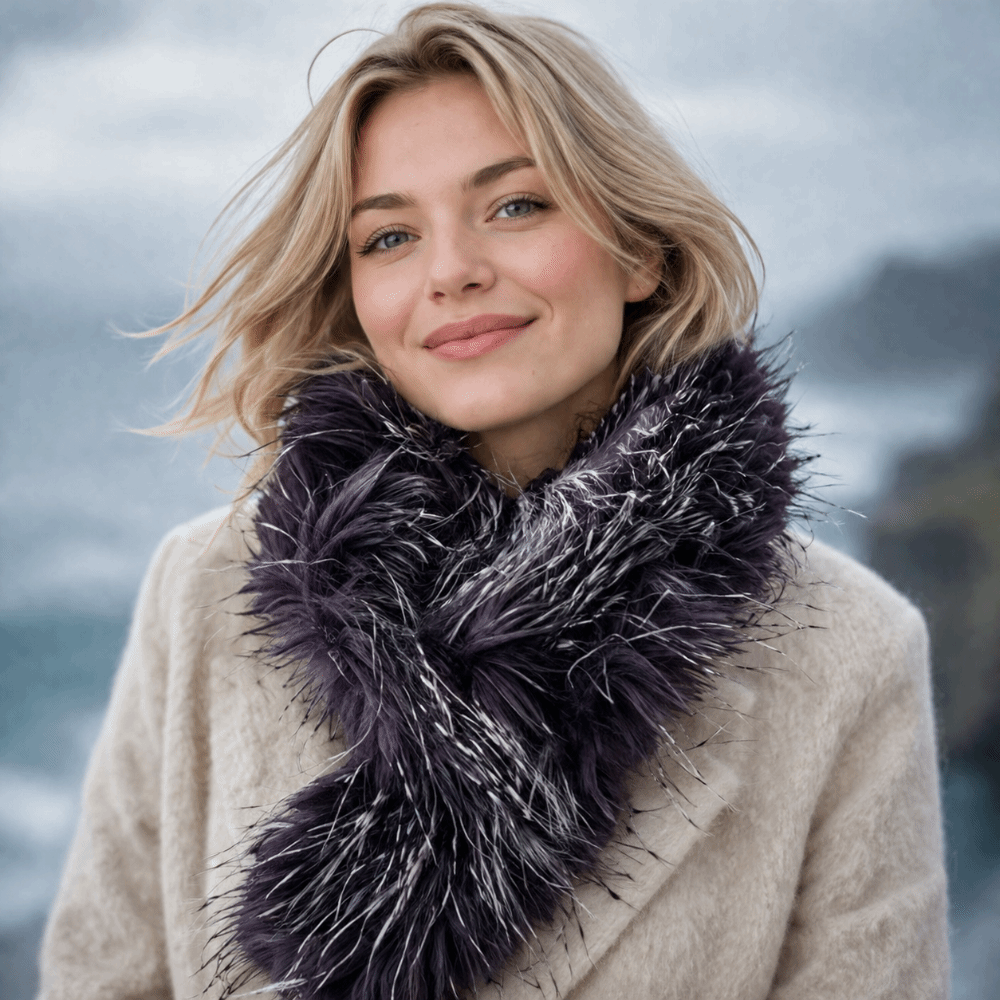 Écharpe d'hiver tendance à pompons épais, coupe-vent, chaude, en fausse fourrure, protection du cou