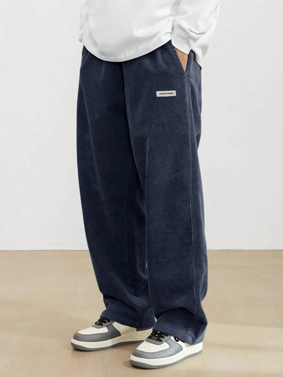 Pantalon en velours côtelé pour homme, coupe ample, décontracté, longueur normale, style cargo, pour homme et femme