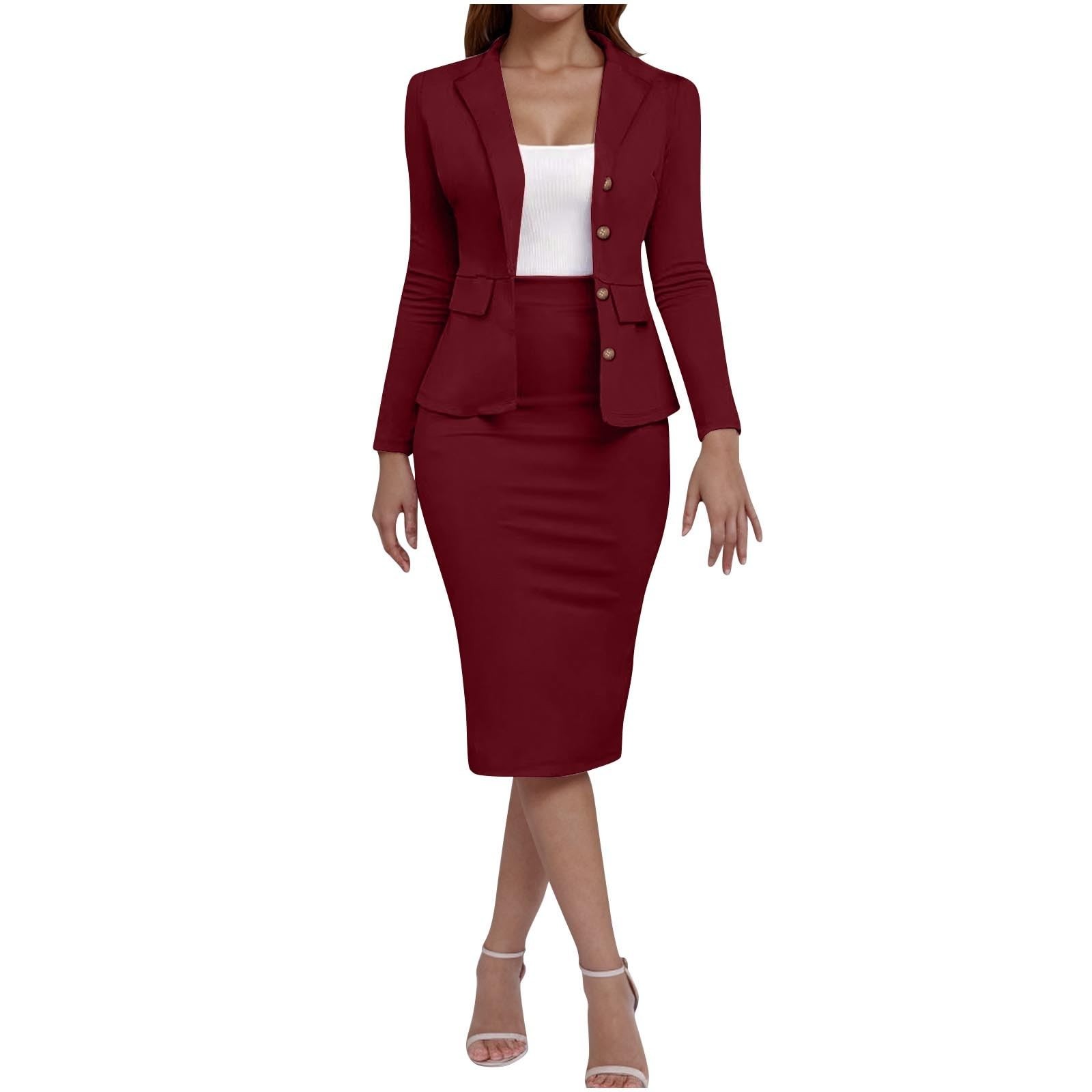 Costume taille 8 femme élégant 2 pièces tenue jupe ensemble tenues décontractées pour le travail Costume d'affaires femmes femmes vêtements islav