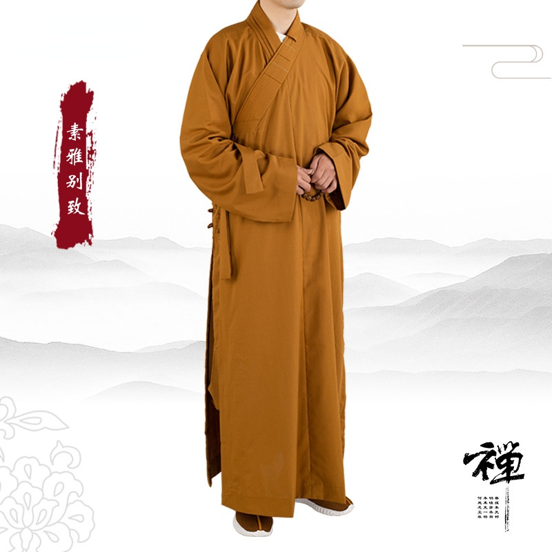 Vêtements traditionnels chinois, Robes longues pour le bouddhisme, vêtements bouddhistes pour hommes adultes, robe de méditation Haiqing