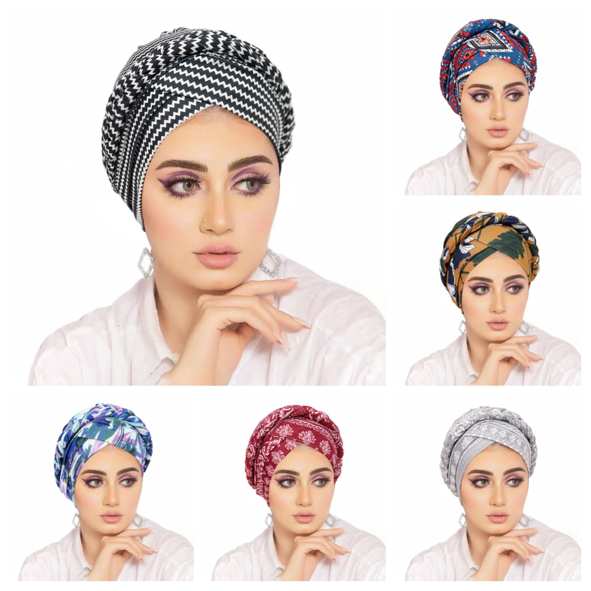 Foulard de tête pour femmes musulmanes, Turban imprimé tendance, Bonnet Hijab, perle blanche, intérieur, Turban enveloppant arabe