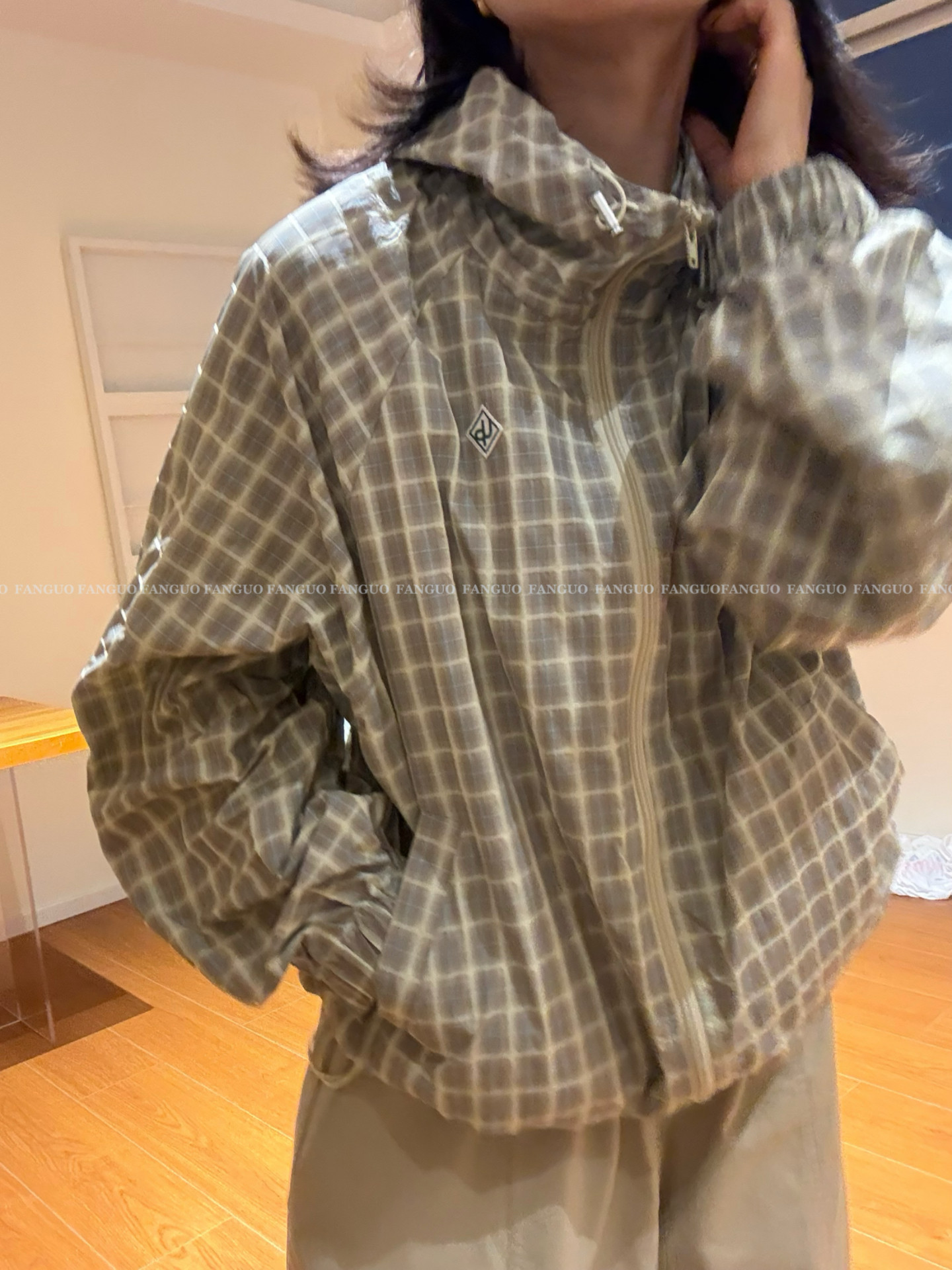 2025 coréen décontracté à carreaux veste à capuche hommes femmes plié printemps ample et beau manteau à la mode unisexe Vinatge Preppy manteau